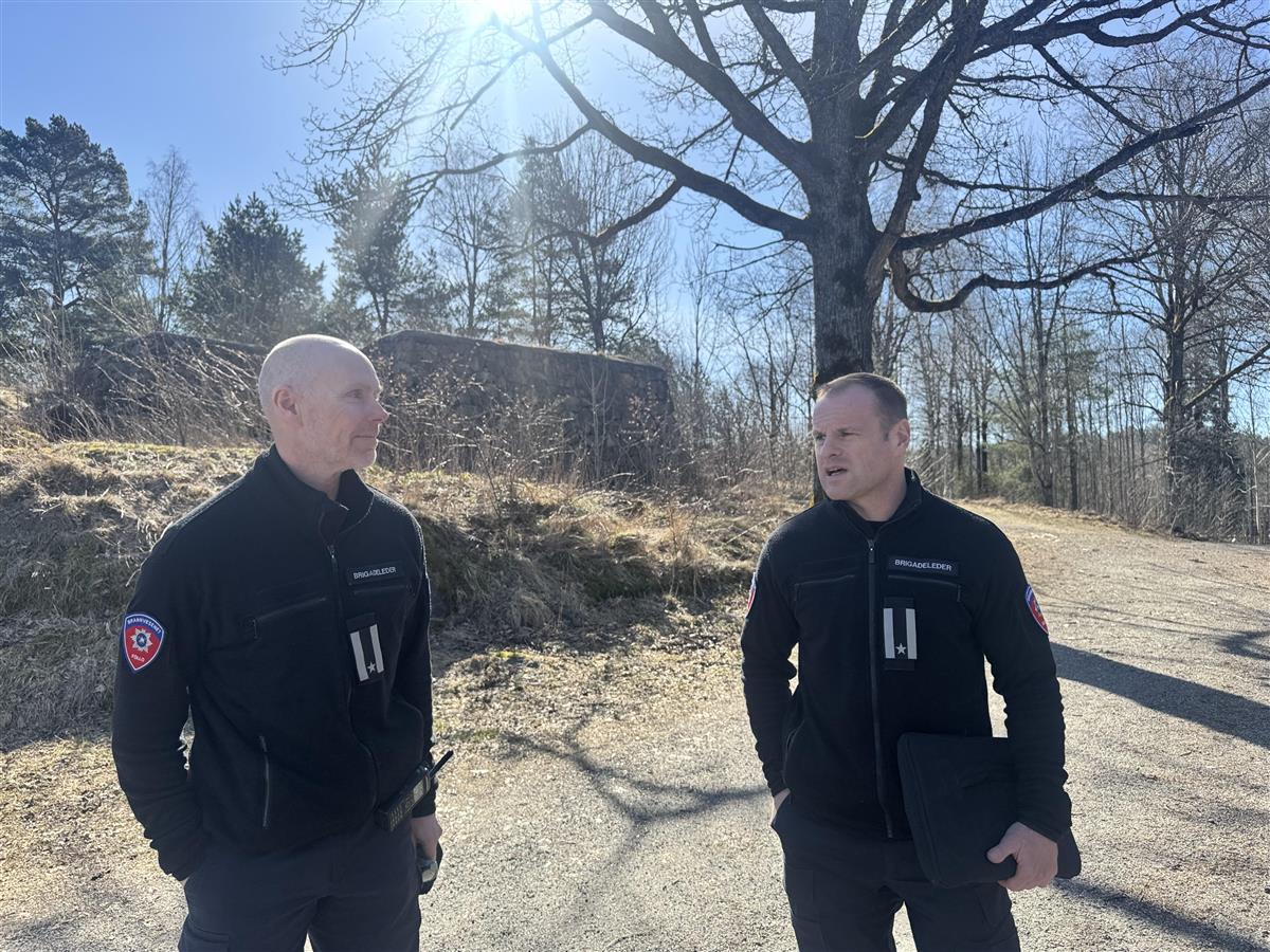 To brannmenn i vårsolen - Klikk for stort bilde